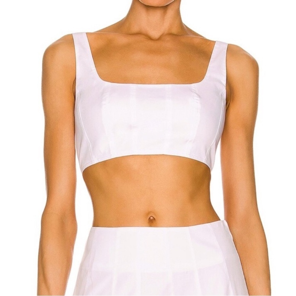 Staud Wells Corset Crop Top In White